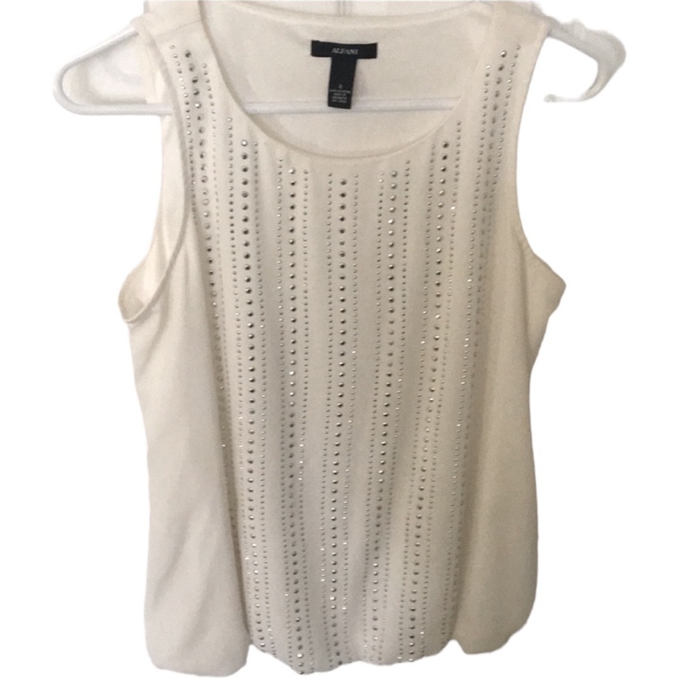 Winter white colored sleeveless studded top